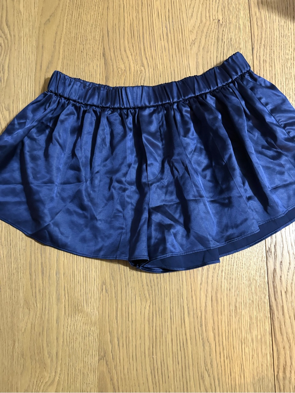 rag & bone Navy Satin Flared Shorts
